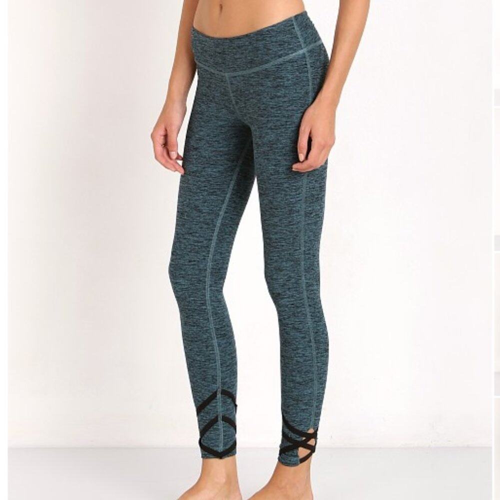 Beyond Yoga Spacedye Strappy Ballet Legging Black/Arctic Teal Women's Size XS